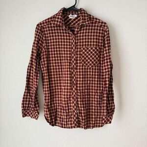 Women's Vintage Plaid Flannel Long Sleeve 100% Cotton Size 14